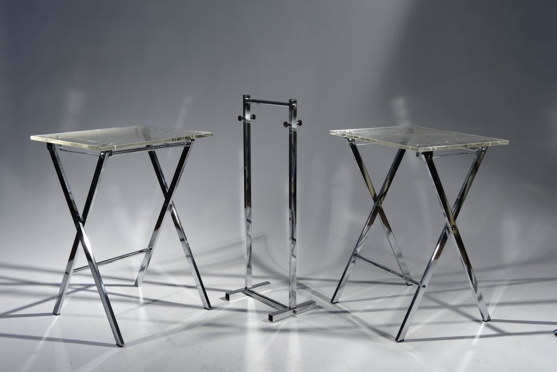 FOLDING TABLES, LUCITE & CHROME C. 1970S (1 of 8)