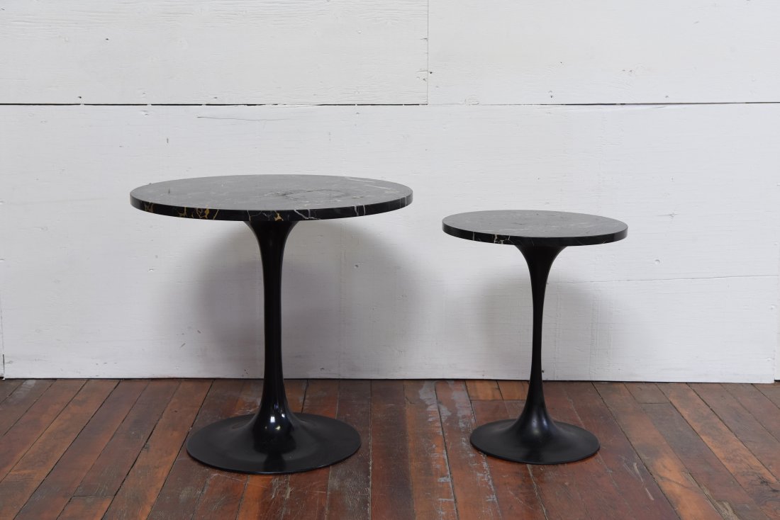 TWO MARBLE TOP SAARINEN STYLE OCCASIONAL TABLES (1 of 10)