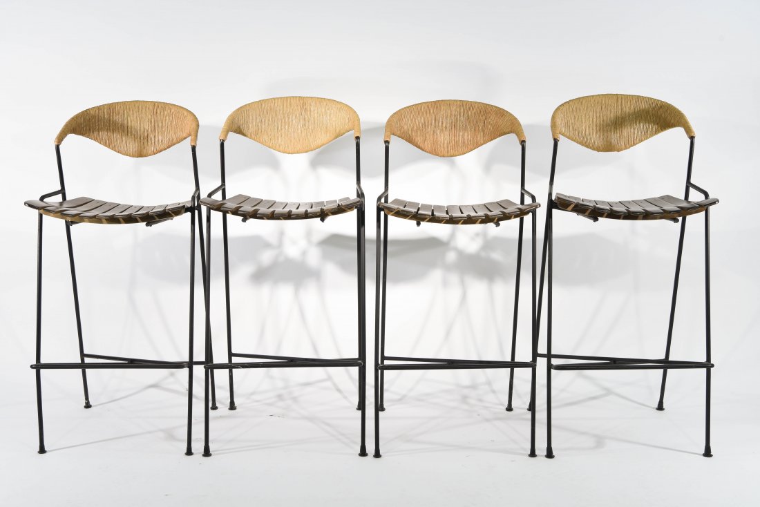 SET OF (4) ARTHUR UMANOFF MID-CENTURY BAR STOOLS (1 of 9)