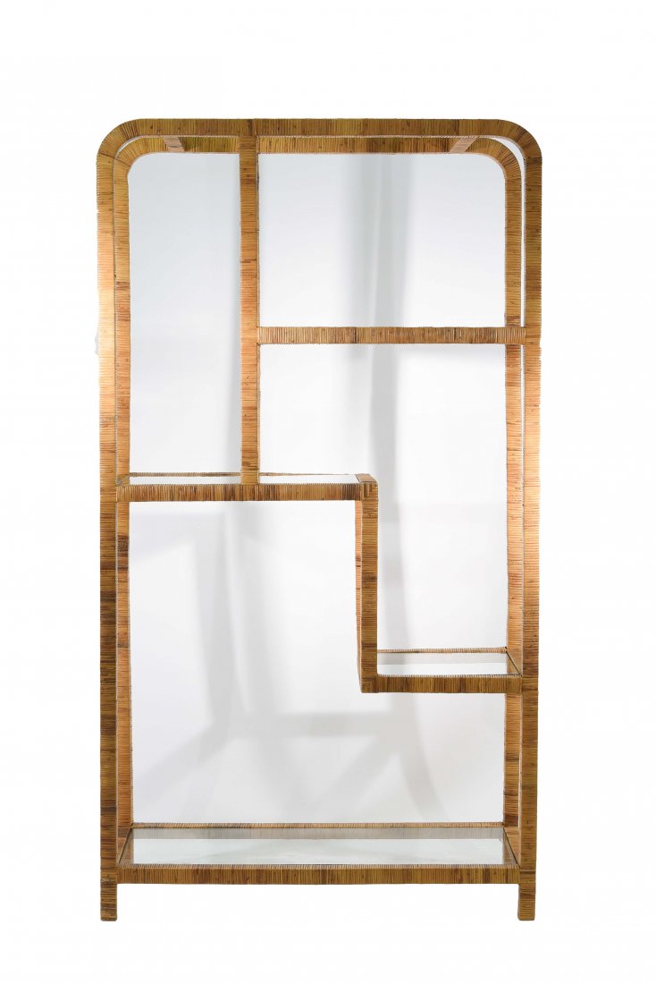 MILO BAUGHMAN STYLE MID-CENTURY RATTAN ETAGERE (1 of 8)