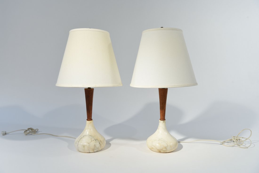 MID-CENTURY MARBLE & TEAK LAMPS (1 of 8)