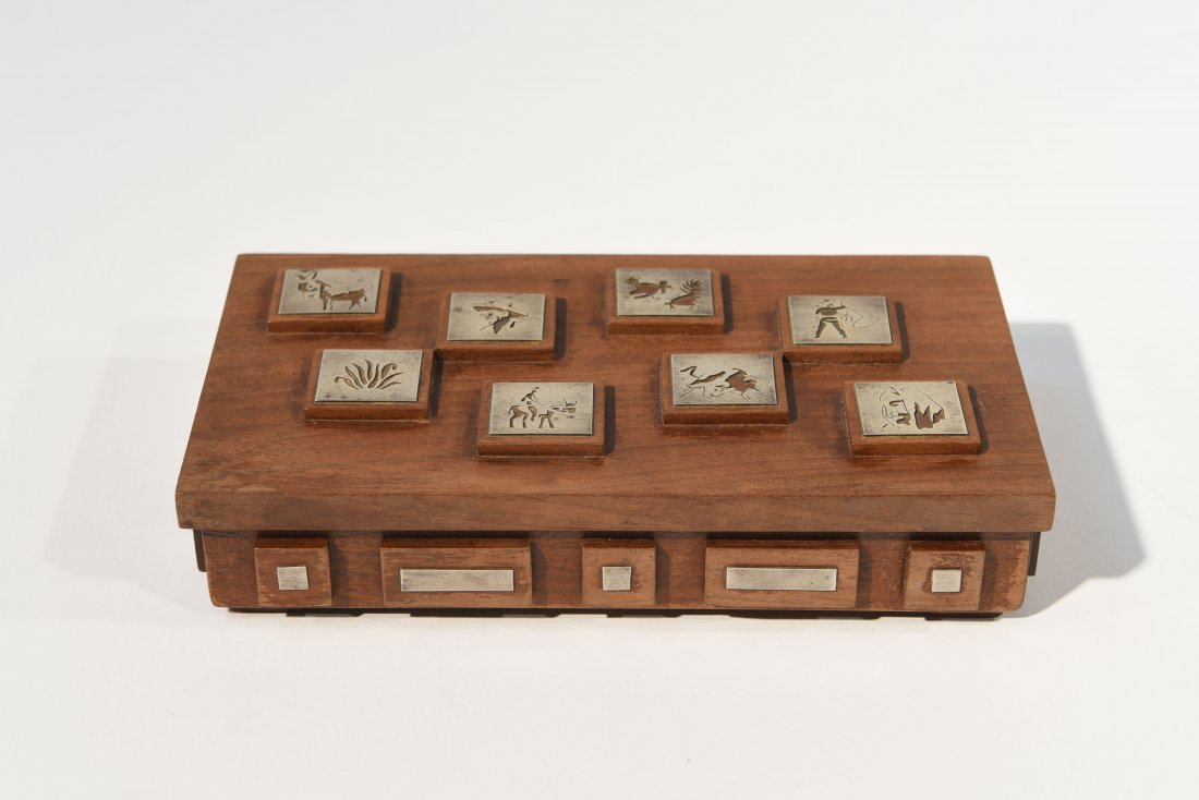 MODERNIST MEXICAN ROSEWOOD & SILVER BOX (1 of 7)