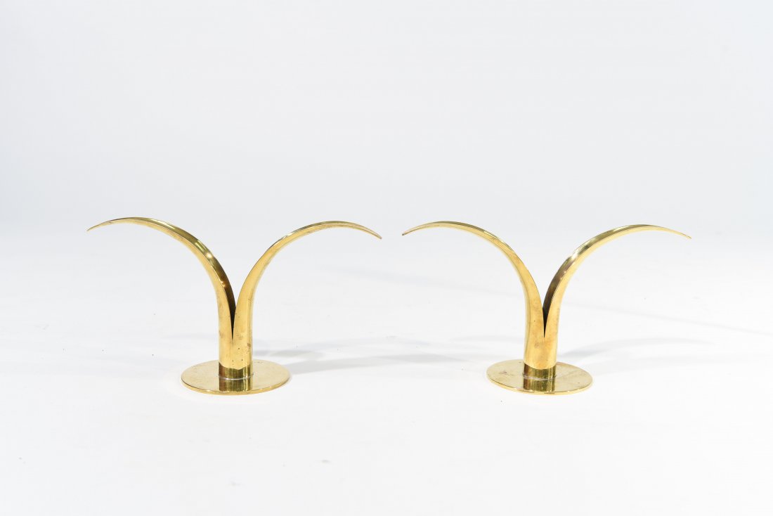 PAIR OF SWEDISH BRASS CANDLESTICKS (1 of 2)