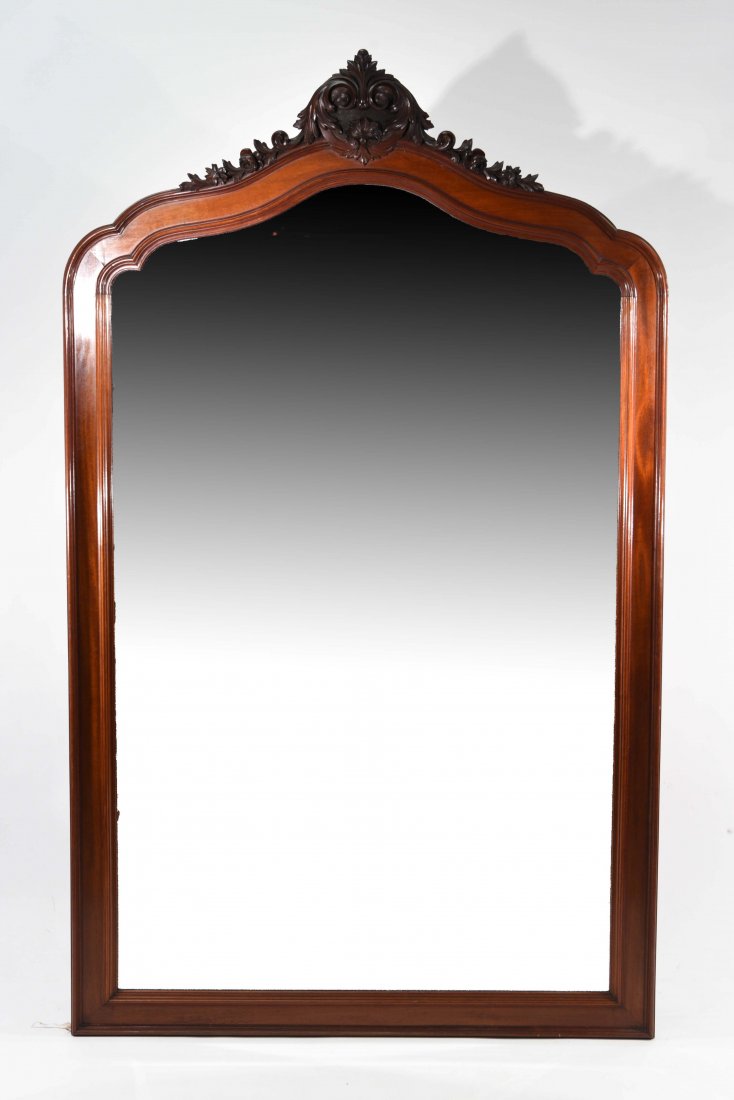 LARGE VICTORIAN CARVED WOOD MIRROR (1 of 6)