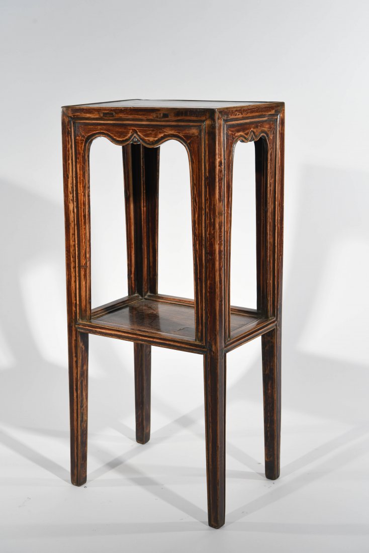 CHINESE CARVED ELM WOOD STAND (1 of 6)