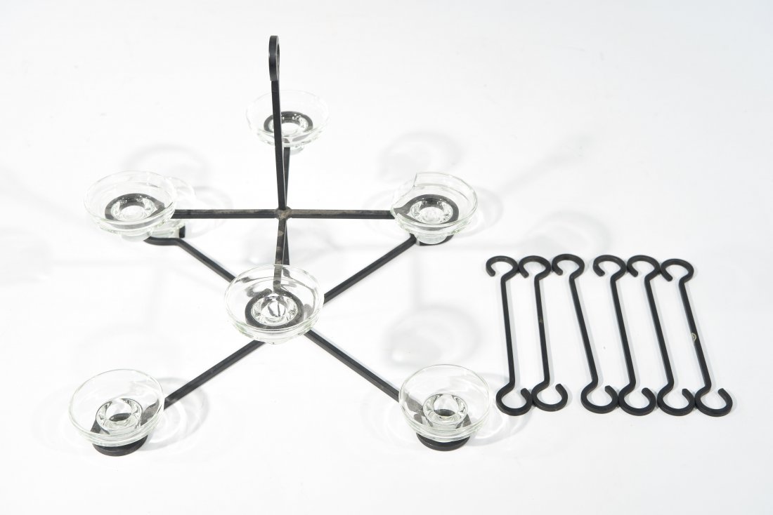 ERIC HOGLUND STYLE IRON & GLASS HANGING CHANDELIER (1 of 1)