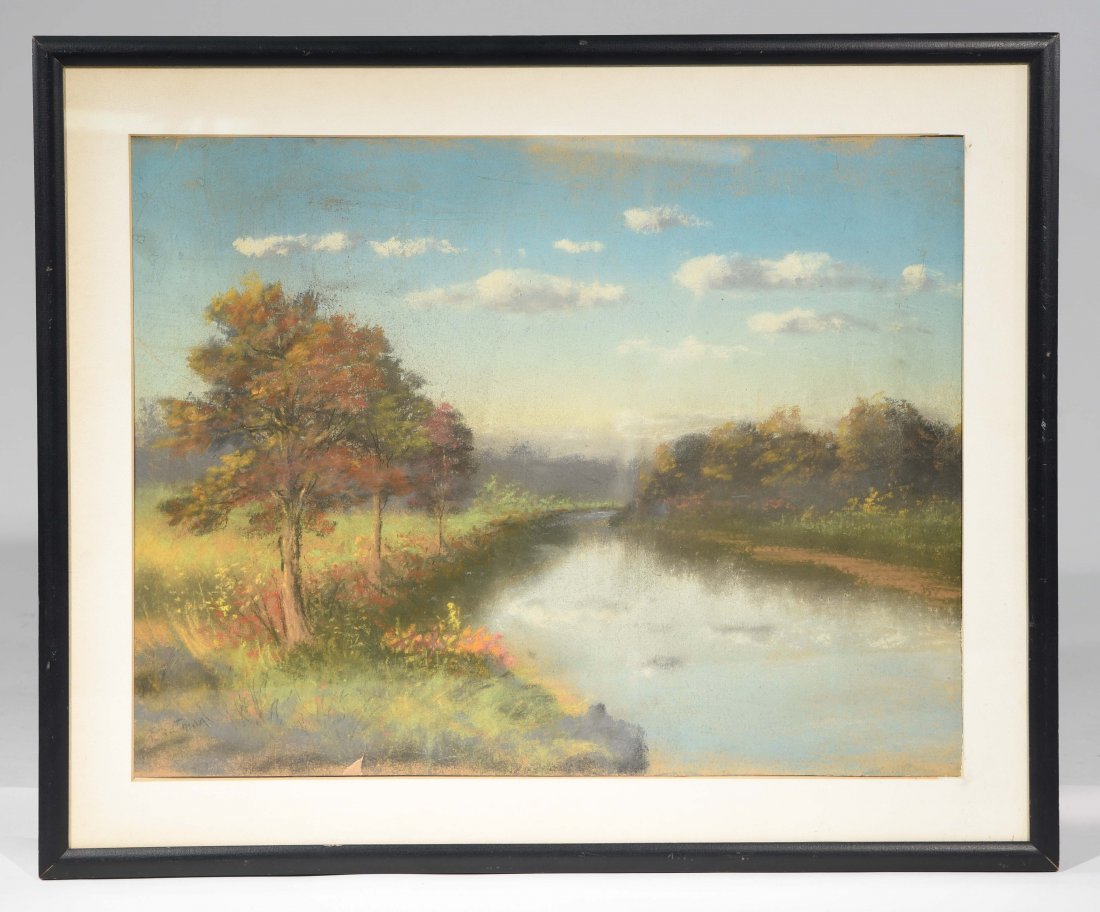 GRACE EASTMAN (AMERICAN, 1860-1931) PASTEL: Pastel on paper. Dimensions: H 16" x W 19.5"