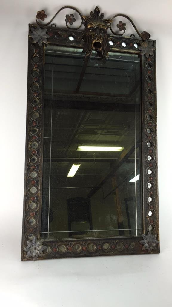 IRON MIRROR MANNER OF OSCAR BACH: Dimensions: H 37" x W 20"