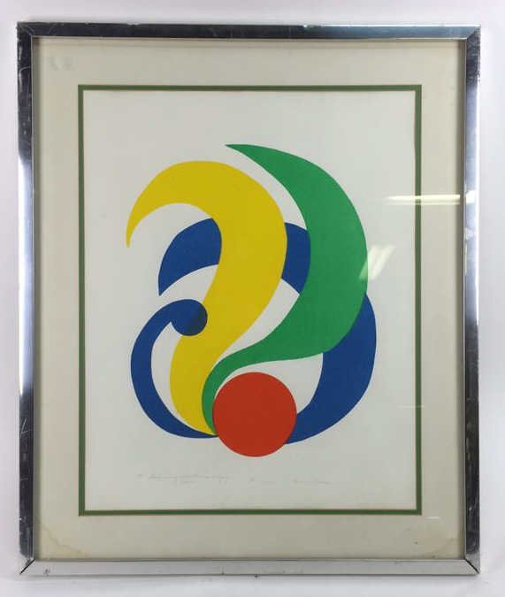 CECILIA DIDIER PRINT: "How many color these are to enjoy! variation". Color silkscreen on paper. Edition 1/10. Signed lower right. Dimensions: (frame) H 31 /4" x W 26"; (sight) H 24" x W 19" Condition: Surface dirt.