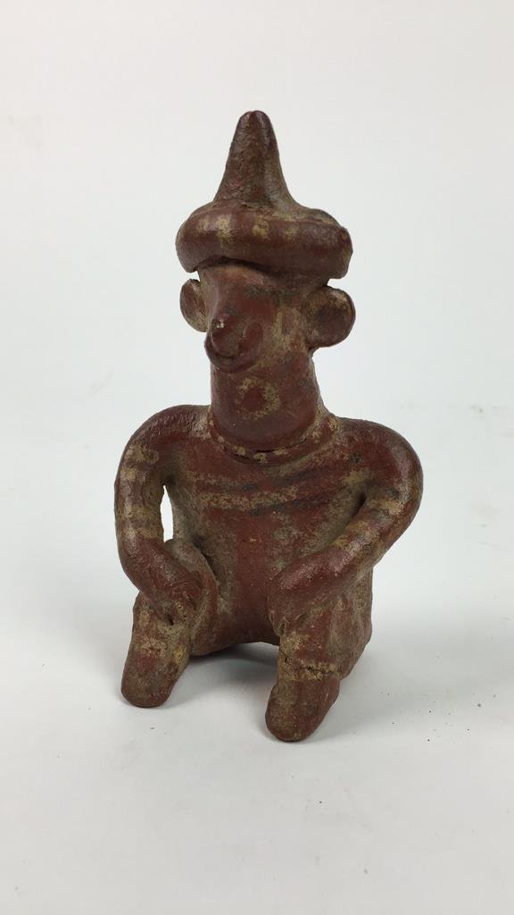 PRE-COLOMBIAN TERRACOTTA FIGURE: Dimensions: H 5.5" x W 3" x D 2"