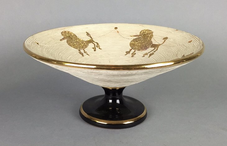 ITALIAN CERAMIC COMPOTE BOWL W/ POODLES (1 of 6)