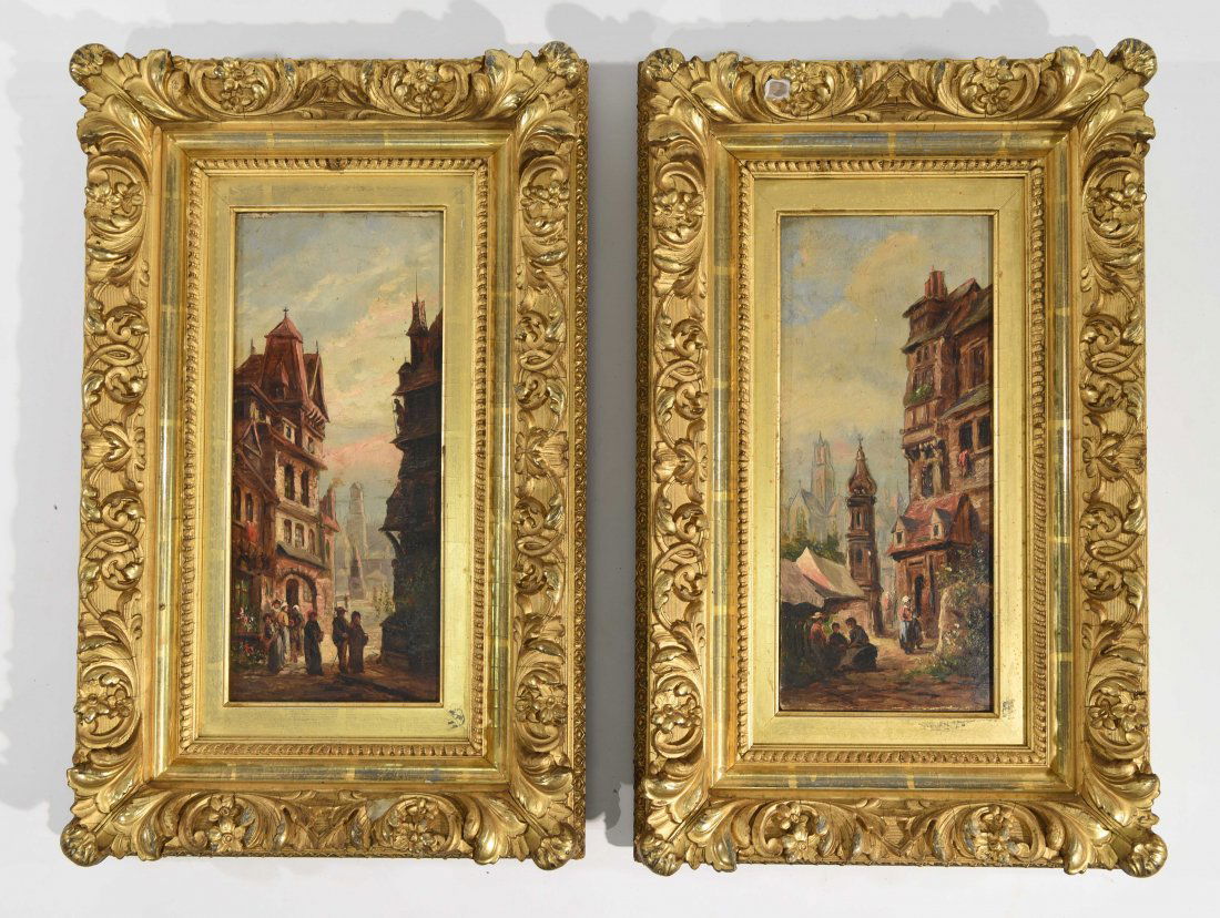 PAIR OF 19TH C. CONTINENTAL O/B PAINTINGS (1 of 9)