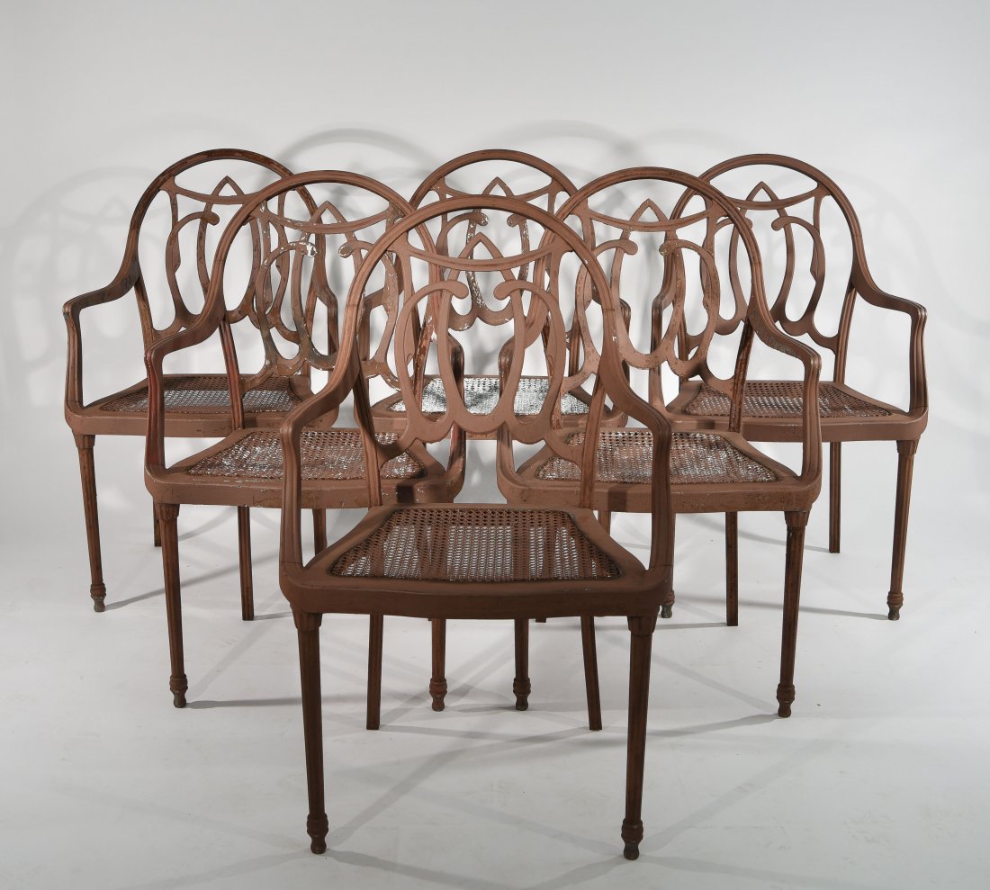 (6) STEEL CHAIRS W/ WOVEN SEATS (1 of 10)