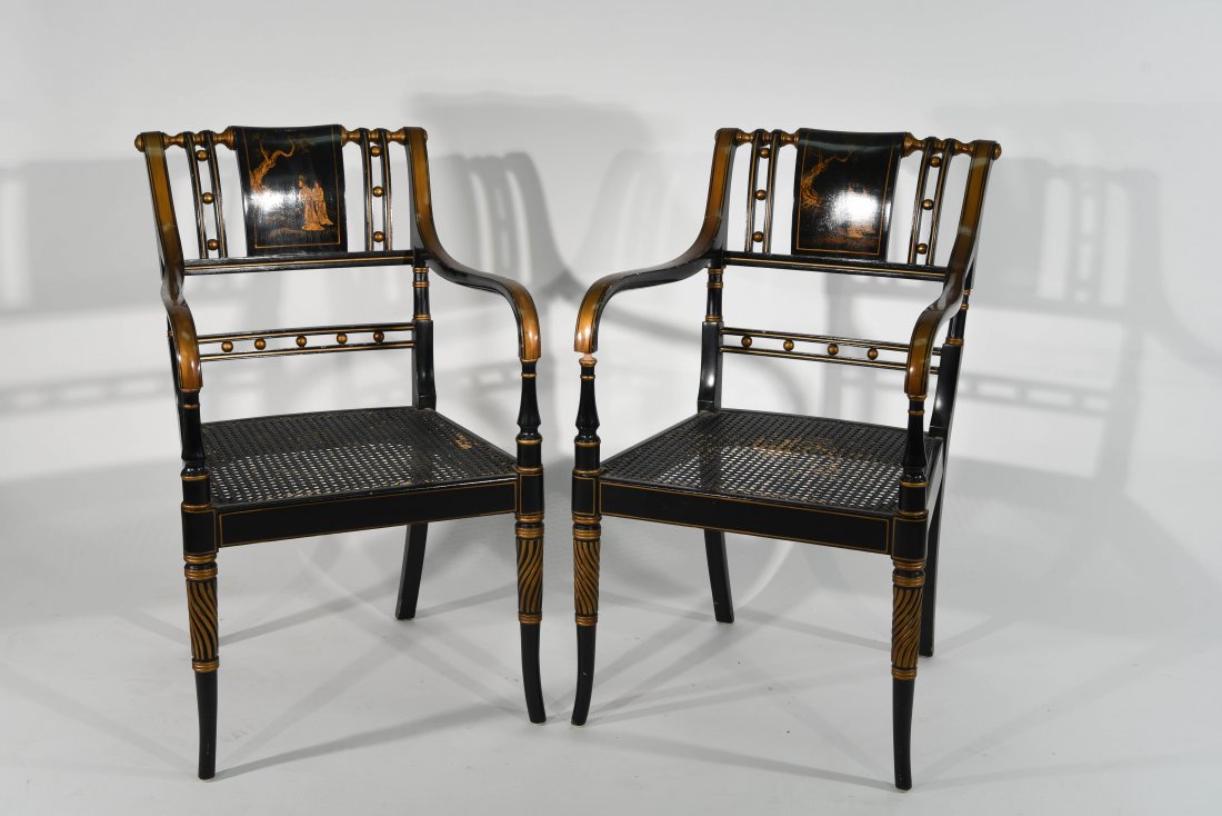 PAIR OF CHINOISERIE PAINT DECORATED CHAIRS (1 of 9)