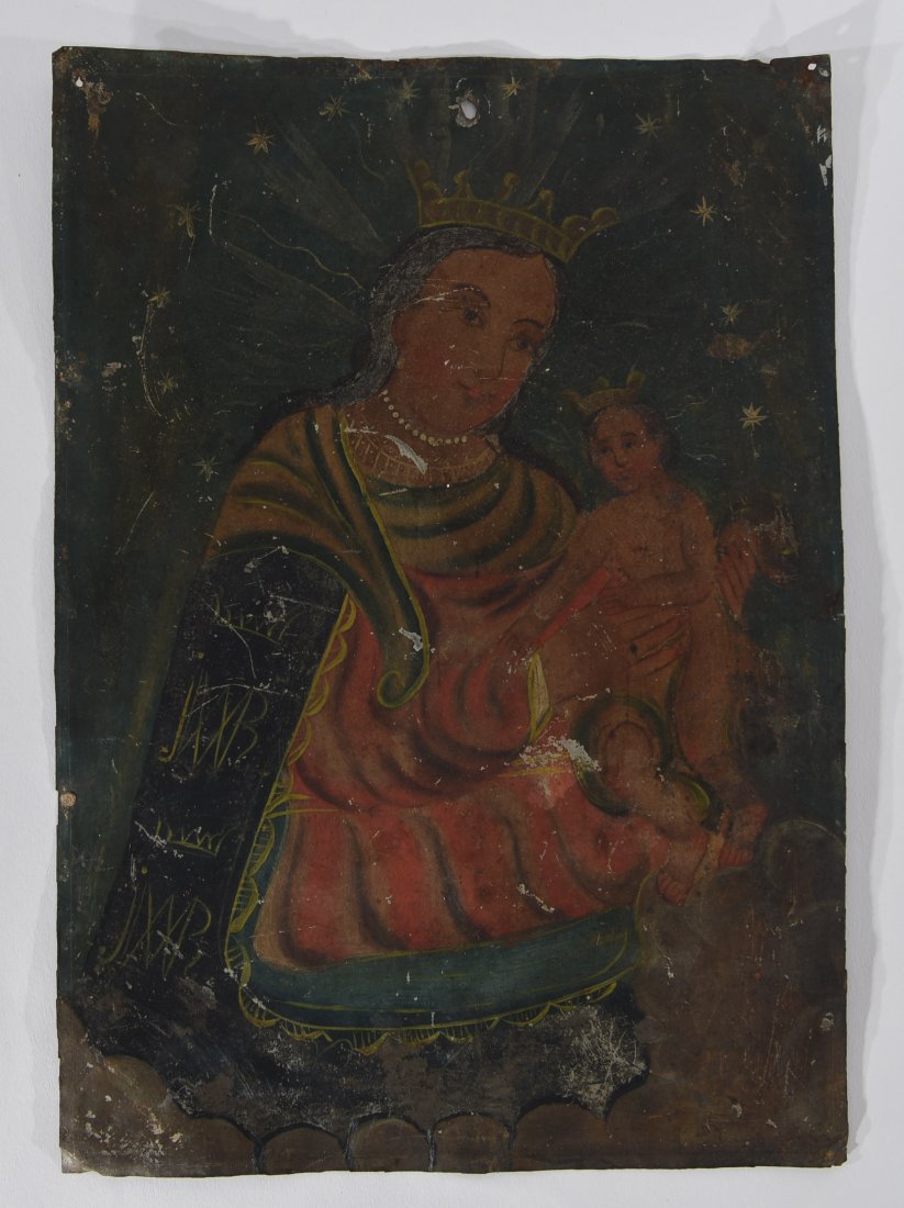 19TH C. SPANISH COLONIAL PAINTING/ RETABLO (1 of 8)