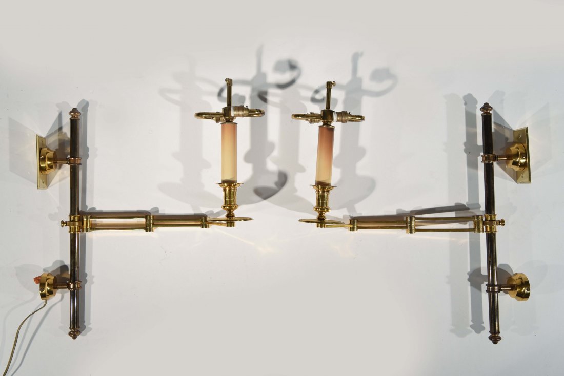 PAIR OF ARTICULATING BRASS SCONCES (1 of 9)