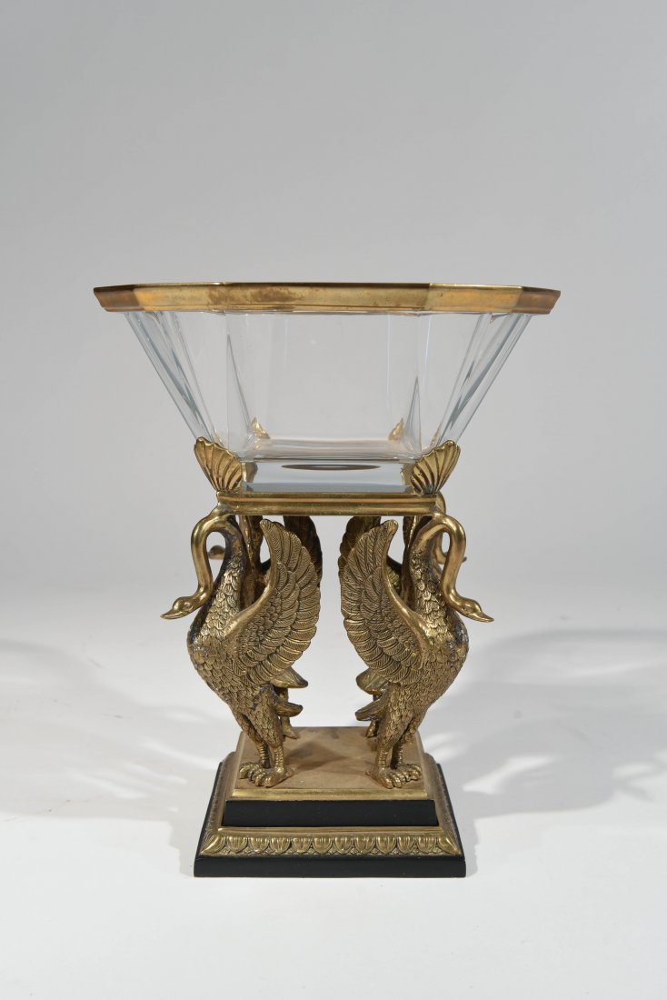 SWAN GLASS AND BRASS CENTERPIECE (1 of 6)