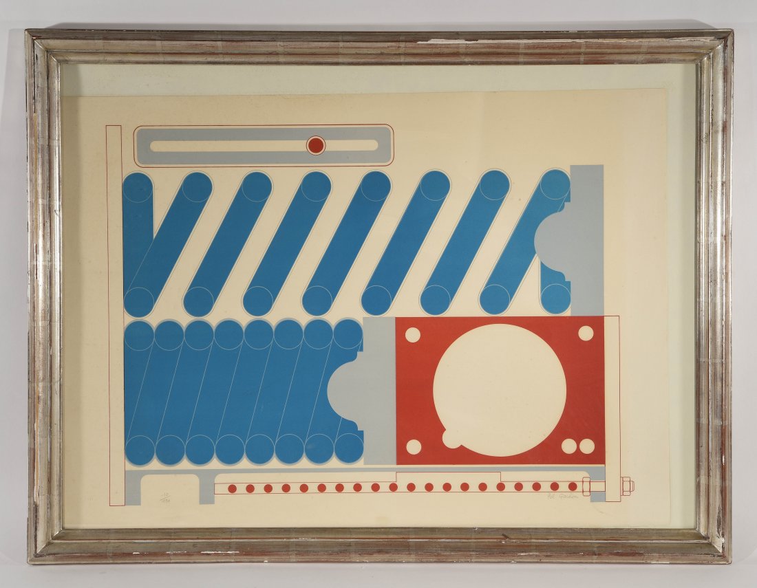 POL GACHON (FRENCH 1948 -: "Composition SignÃ© #1 Aubusson Creuse" Color lithograph, edition 10/150, signed lower right Dimensions: H 27" x W 36", sight H 22" x W 31" Condition: has some creases and discoloring.