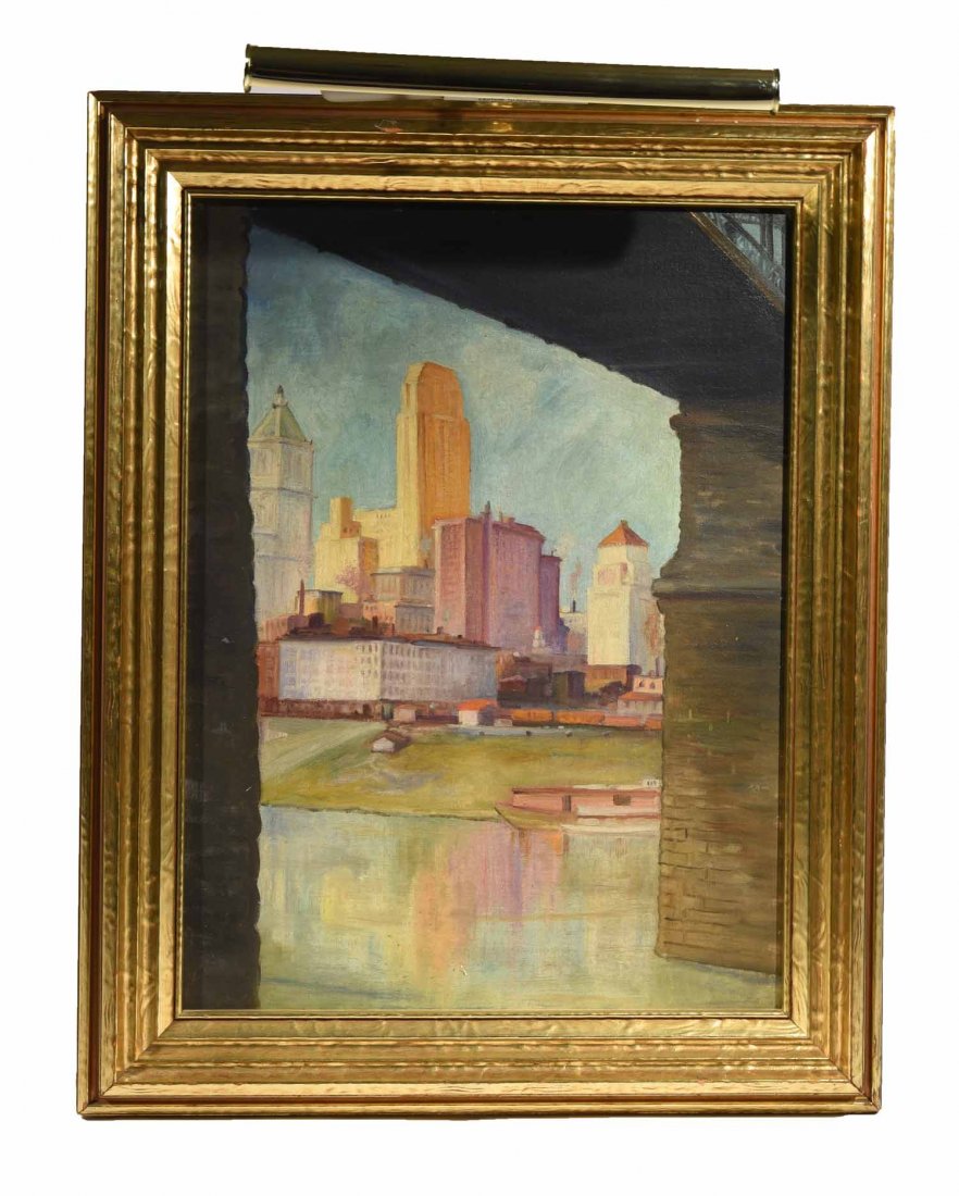 20TH C. O/B OHIO CITYSCAPE PAINTING (1 of 9)