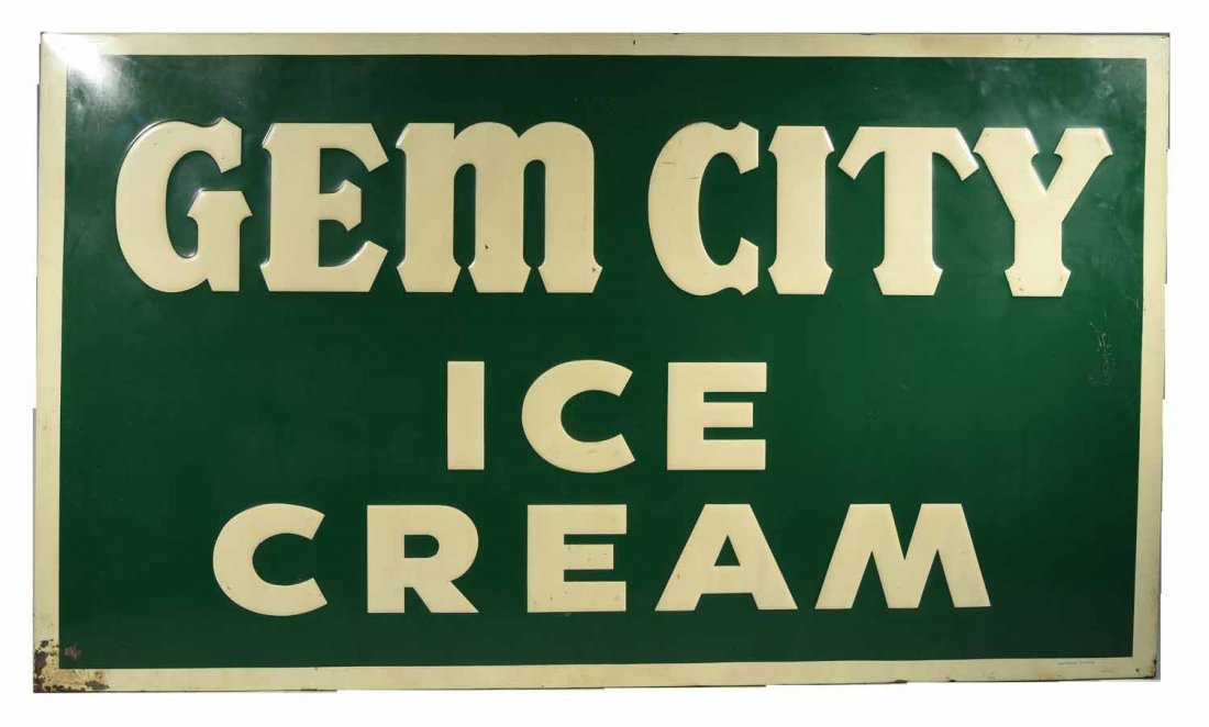 GEM CITY ICE CREAM ENAMEL SIGN