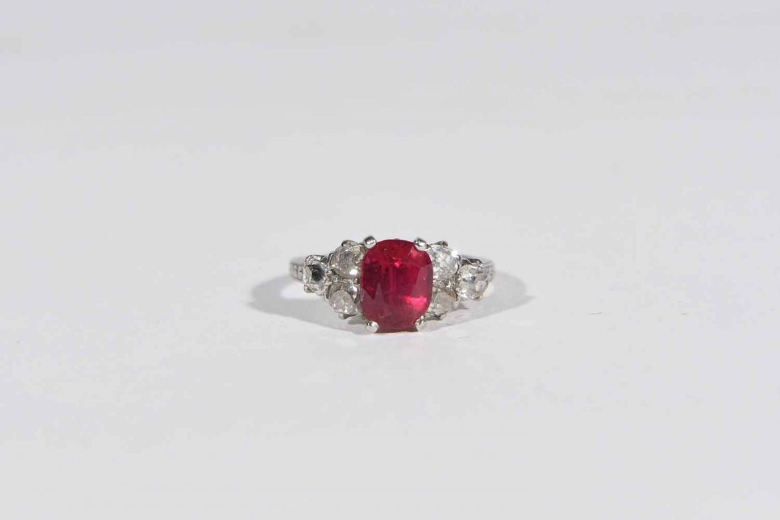 PLATINUM, RUBY & DIAMOND RING (1 of 4)