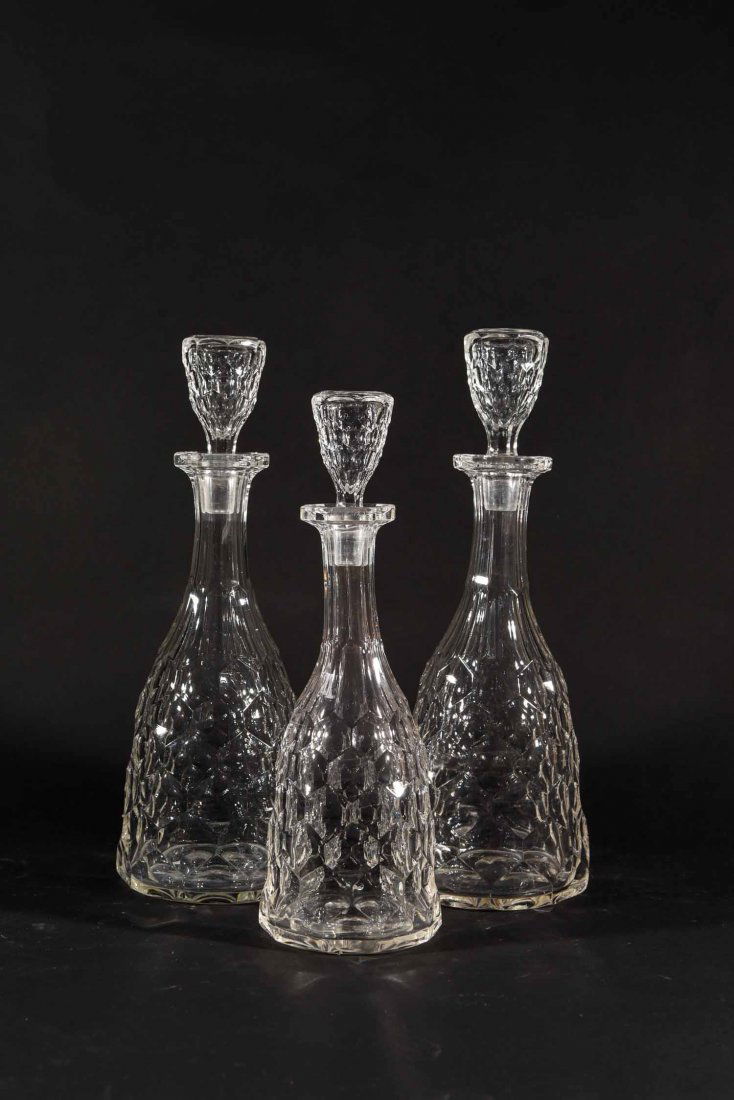 EAPG FLINT GLASS HONEYCOMB DECANTERS (1 of 4)