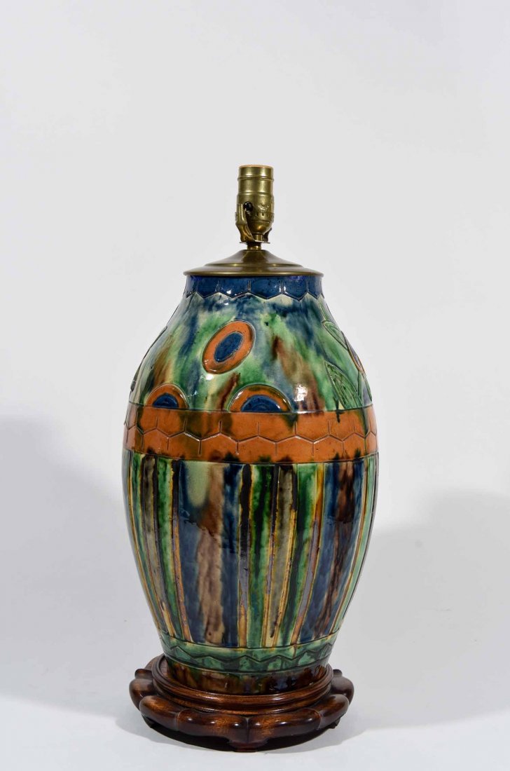 ART DECO POTTERY LAMP (1 of 9)