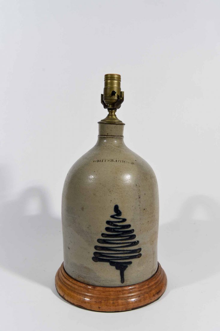 WHITES UTICA HANDLE STONEWARE CROCK LAMP (1 of 8)