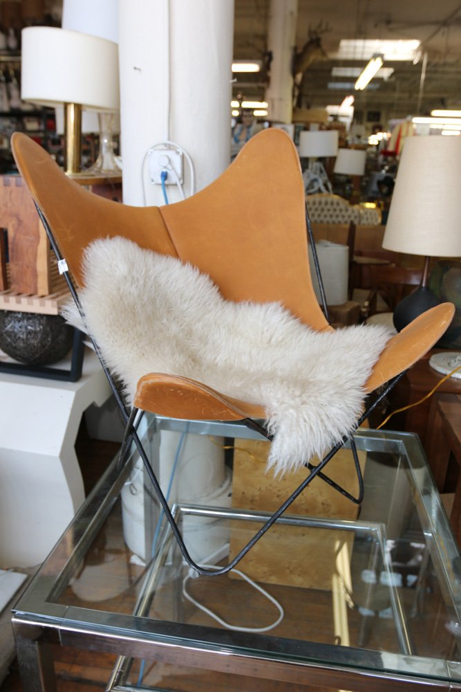 Knoll Hardoy butterfly chair with leather seat (1 of 7)