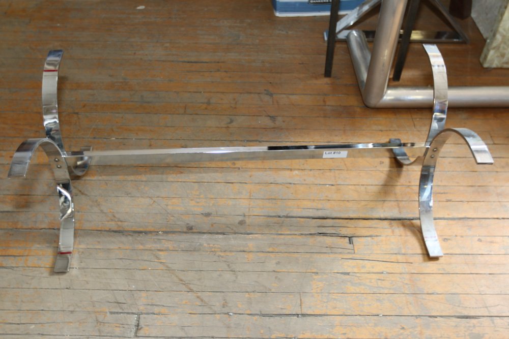 Chrome flat bar coffee table base: Dimensions: H 15" x W 19" x D 43"