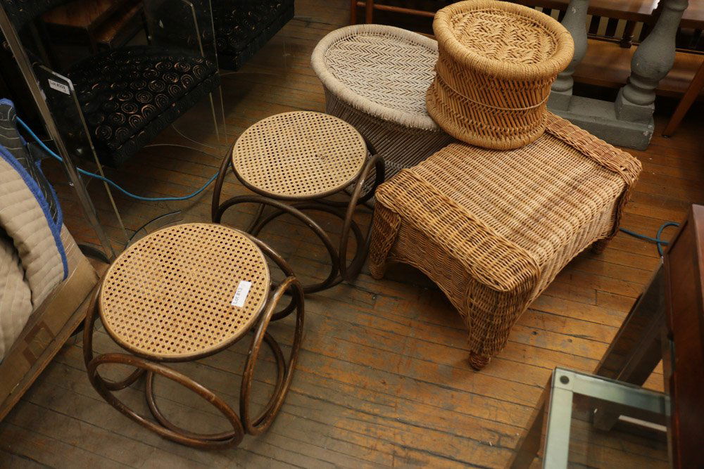 Michael Thonet Stools or Ottomans along with other: Dimensions: H 16" x W 19" x D 27"