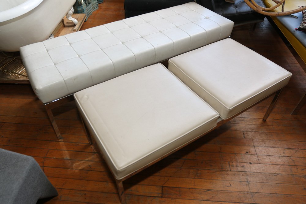(2) benches upholstered w/ chrome legs (1 of 6)