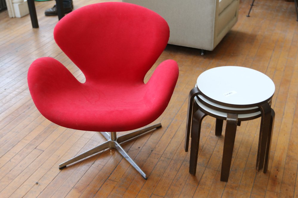 Attr. to Jacobsen swan chair & nesting tables (1 of 4)