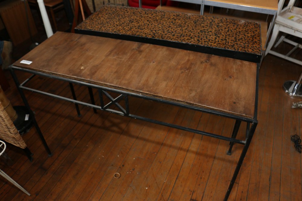 Two iron and wood console tables (1 of 4)