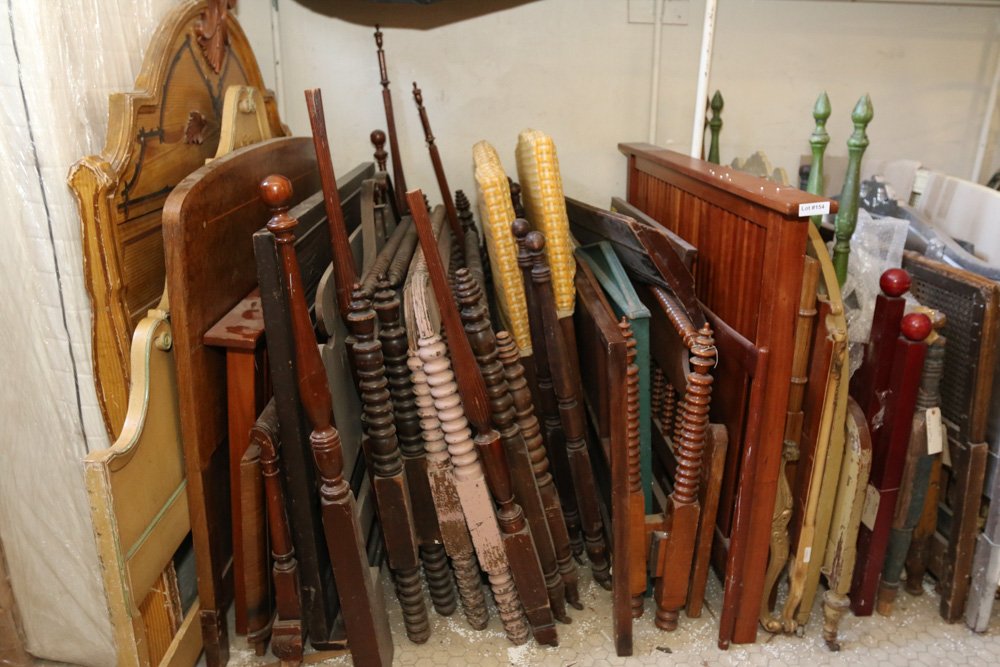 Headboards and foot boards some with turned: posts, etc. Approx. Dimensions (tall wood headboard): H 80" x W 67"