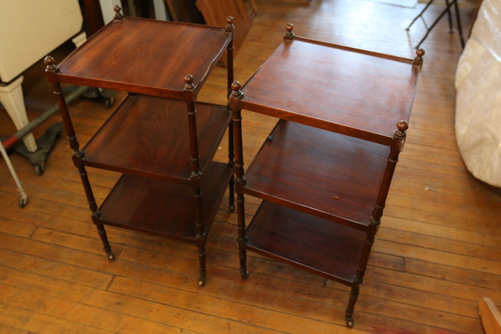 Pair of vintage three tier side tables. (1 of 6)