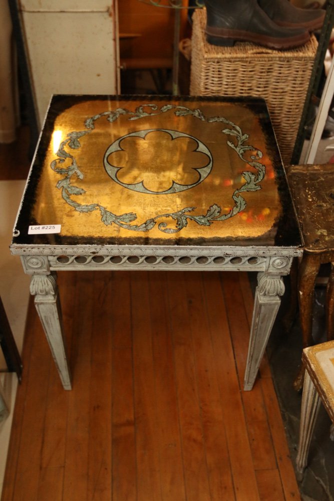 Gold leaf reverse mirrored end table (1 of 3)
