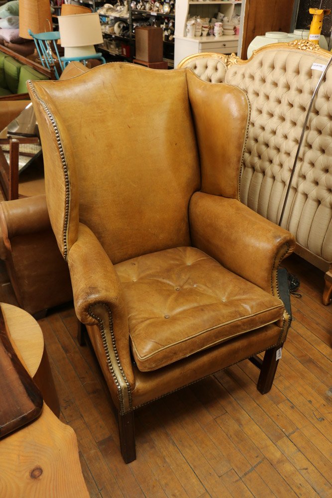English style leather wingback chair (1 of 5)