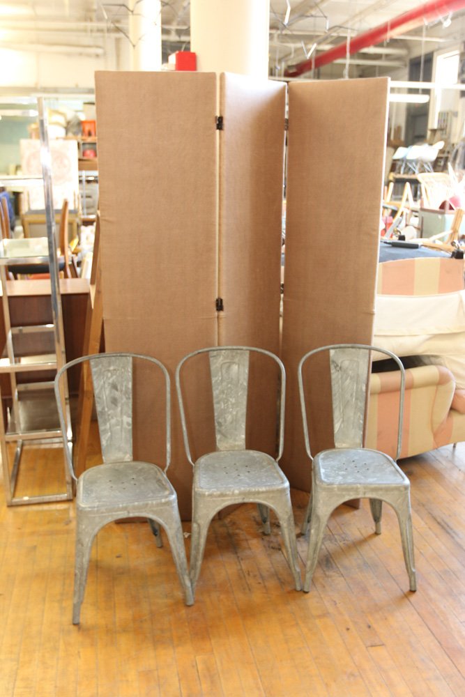 Five metal side chairs & one folding screen (1 of 7)
