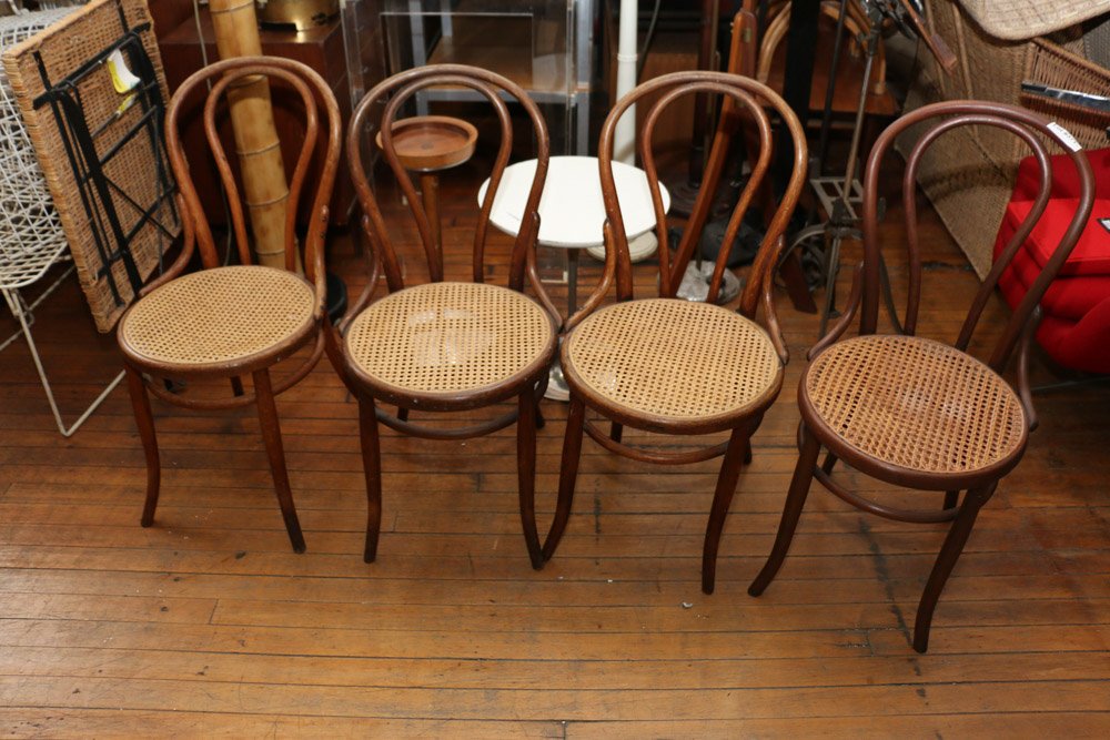 Set of four cane seat bentwood chairs (1 of 5)