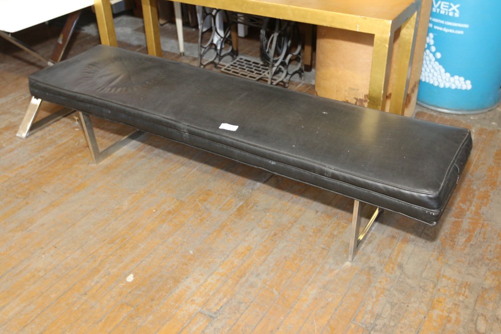 1970s Chrome upholstered bench. (1 of 3)