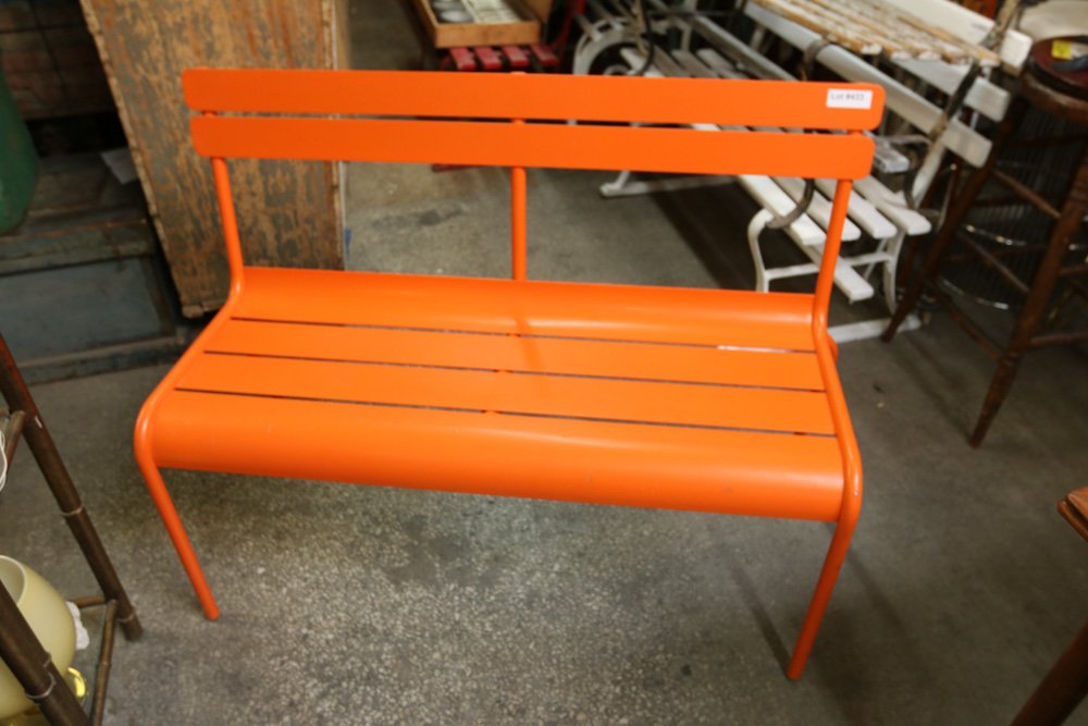 Orange painted metal bench. (1 of 6)
