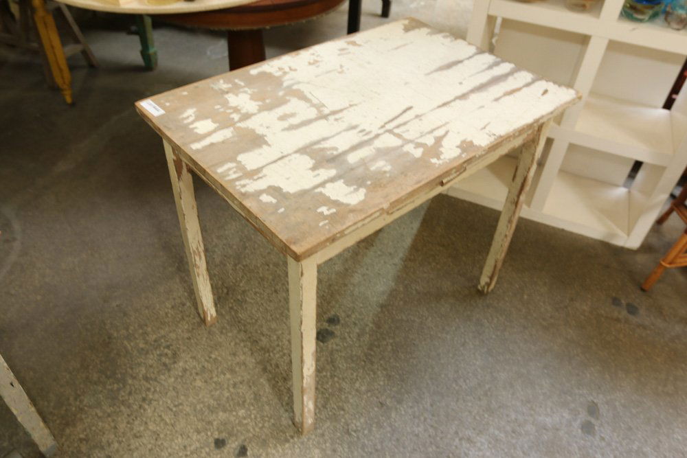 small distressed finish wood work table. (1 of 4)