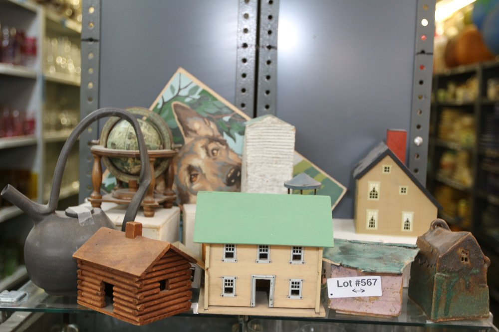 Grouping of music boxes, small house models, etc. (1 of 7)