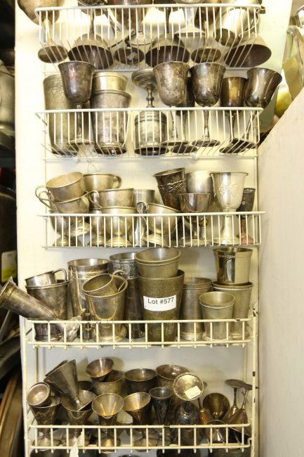 Grouping of silver plate, brass, copper, cups, (1 of 1)