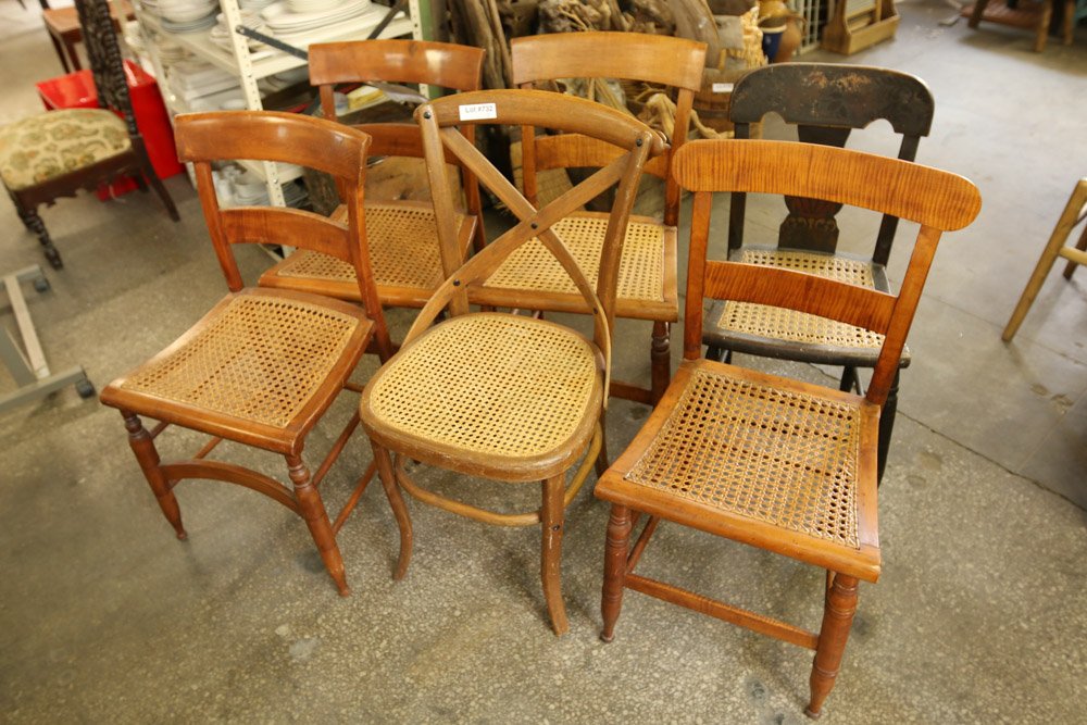 Lot of six assorted caned seat chairs. (1 of 9)