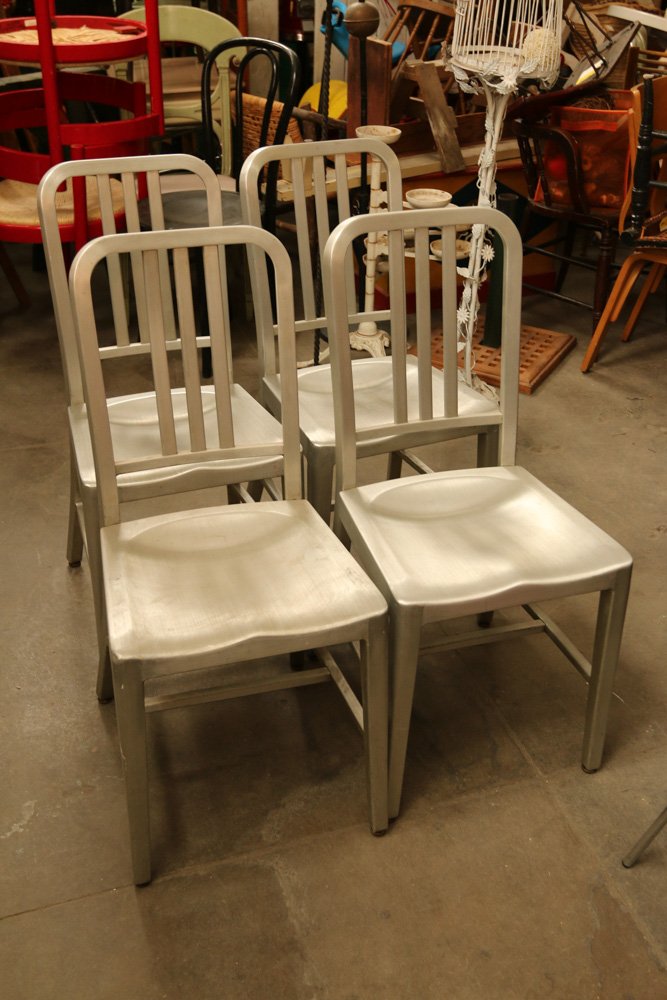 Set of four good form metal side chairs. (1 of 5)