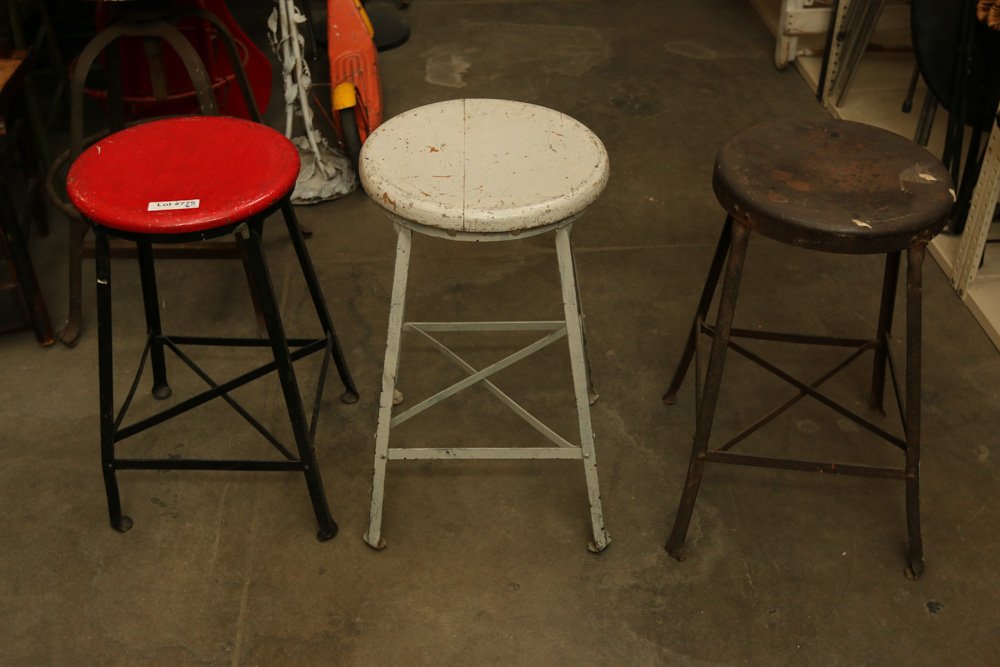 (3) Metal & wood industrial stools (1 of 4)