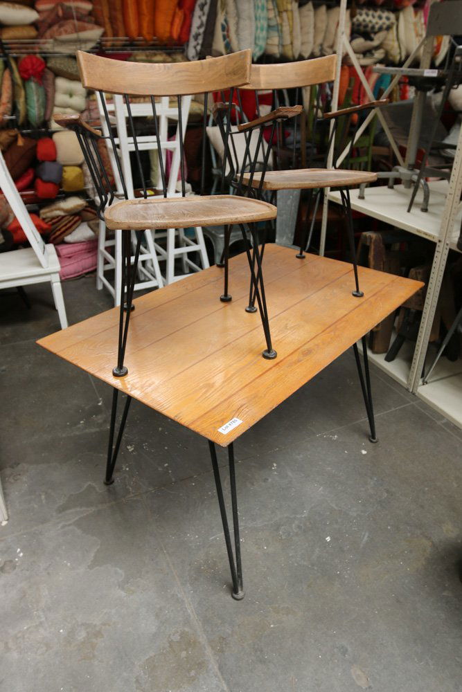 Attr. Paul Mccobb metal base wood top table. (1 of 10)