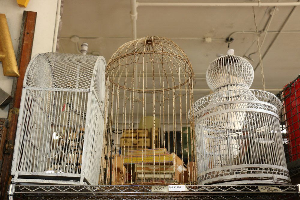 Grouping of three bird cages. (1 of 4)